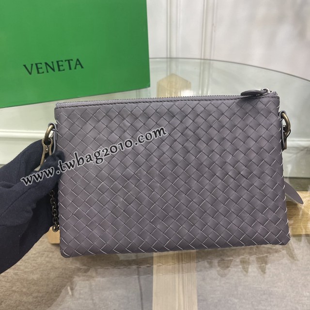 Bottega veneta高端女包 98036灰色 寶緹嘉薄款鏈條包 BV經典款胎牛皮手工編織鏈條女包  gxz1343